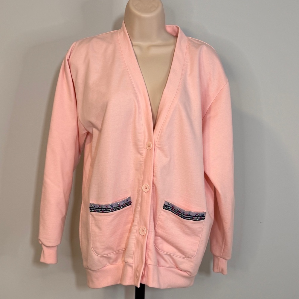 Vintage Plum Avenue Pink Button Down Cardigan - Size Preteen Large (14)